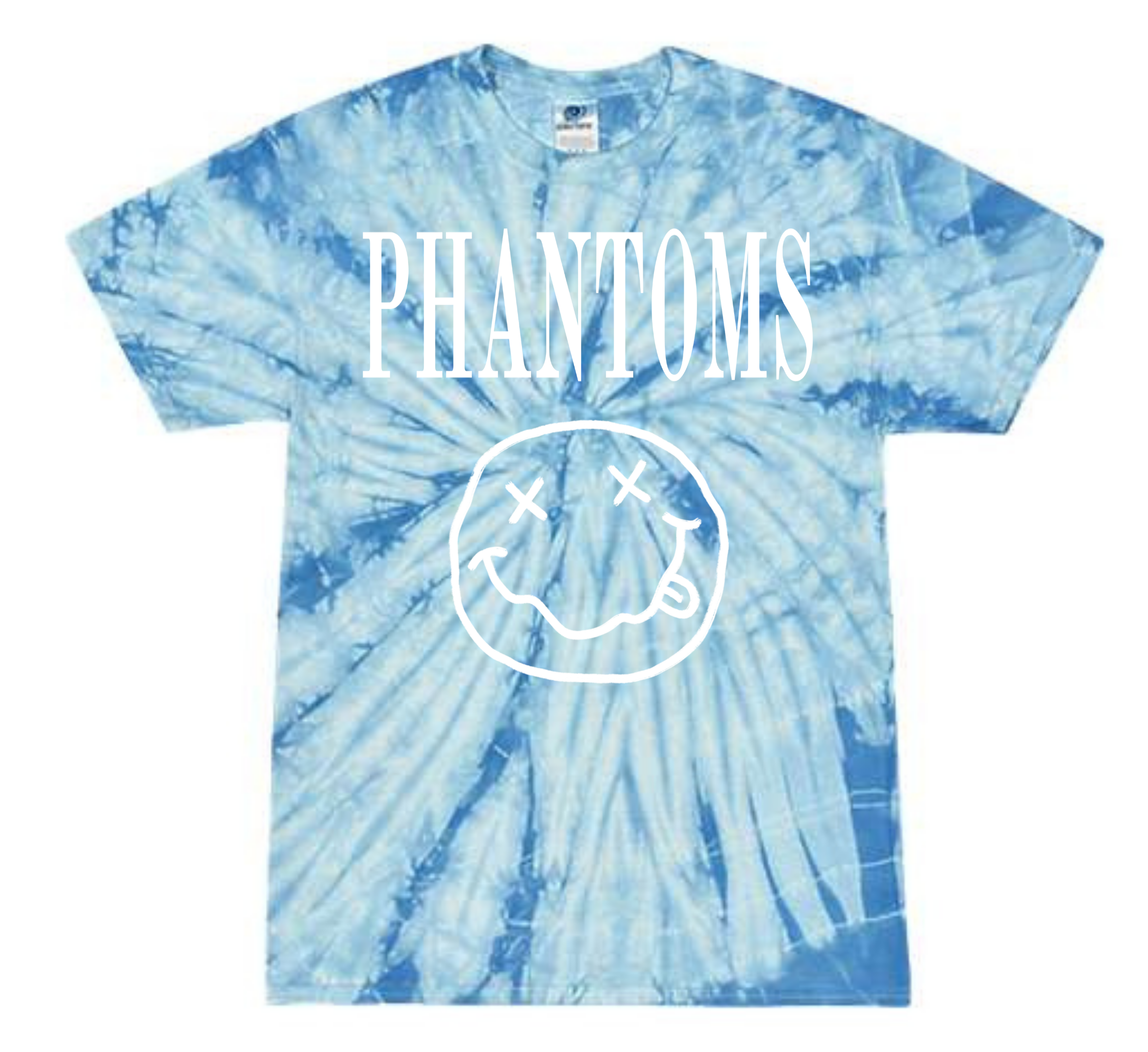 Phantoms Face Blue Tie Dye Tee