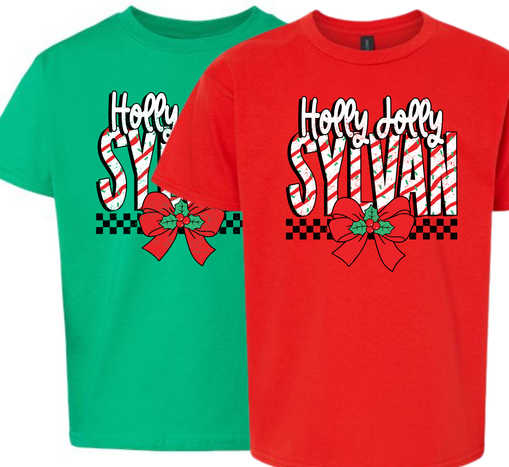 Holly Jolly Sylvan red or Green tee or Long Sleeve