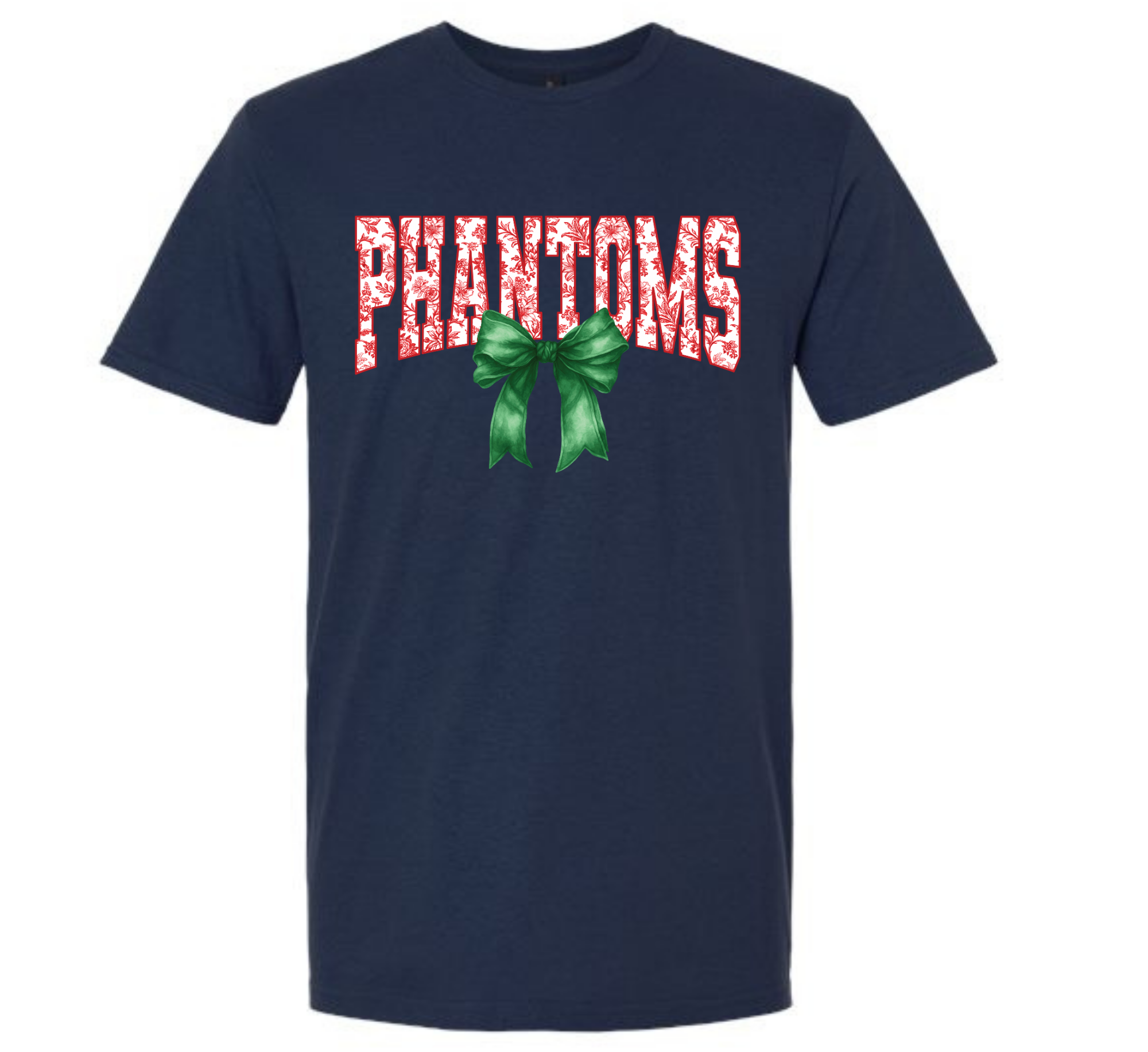 Phantoms red and green bow tee or long sleeve