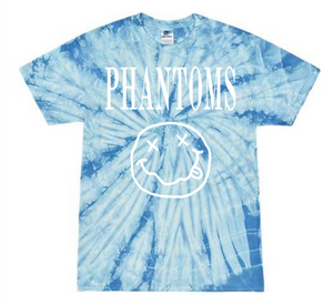 Phantoms Face Blue Tie Dye Tee