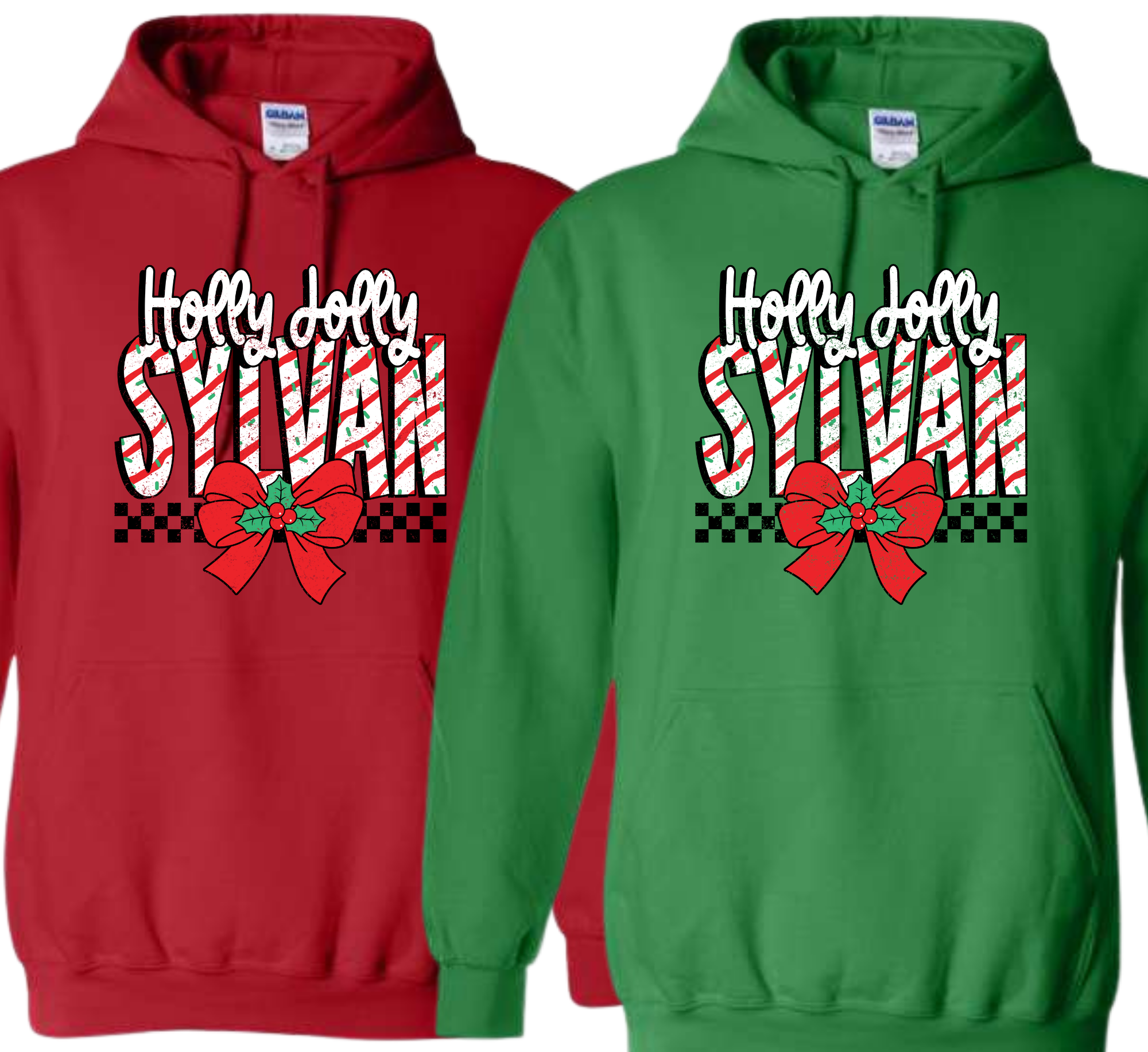 Holly jolly Sylvan red or green hoodie