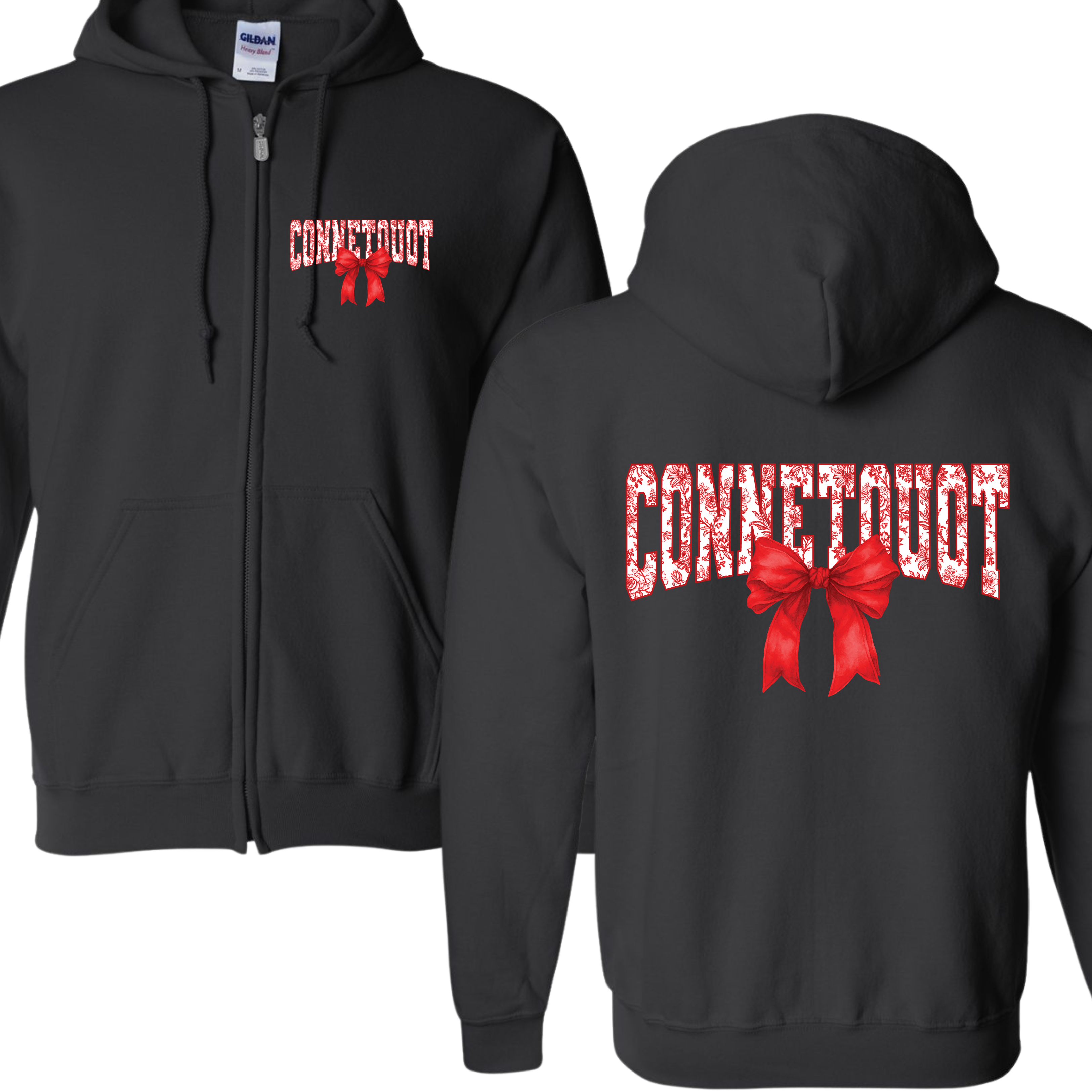 Connetquot bow Zip up hoodie