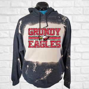 Grundy Eagles Football style Bleached hoodie