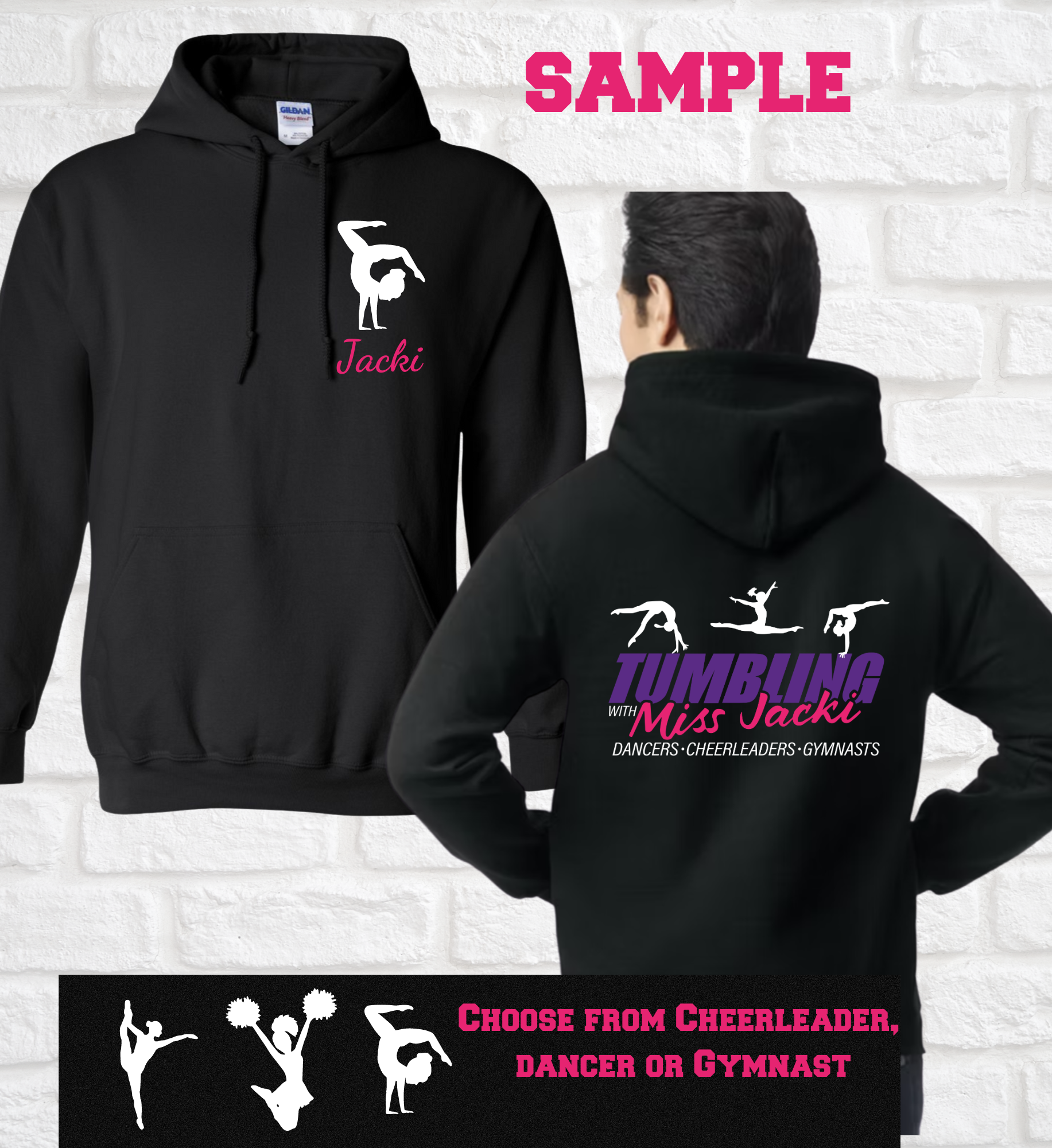 Tumbling with Miss Jacki Hoodie or Crewneck (Please Choose the customization)