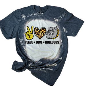 Peace love bulldogs bleached tee