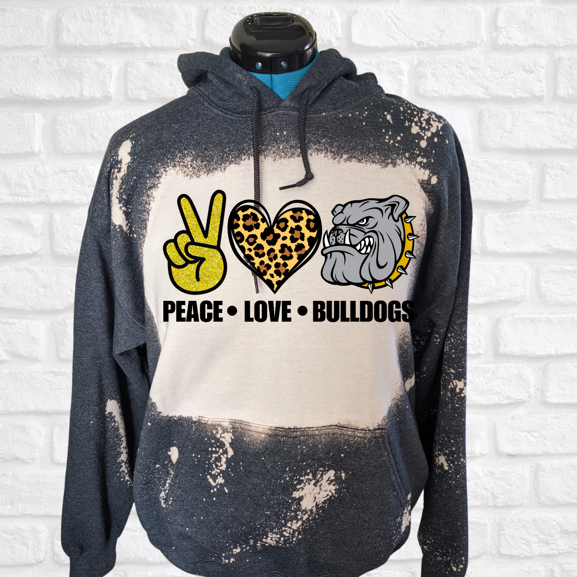 Peace love Bulldogs Bleached hoodie