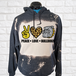 Peace love Bulldogs Bleached hoodie