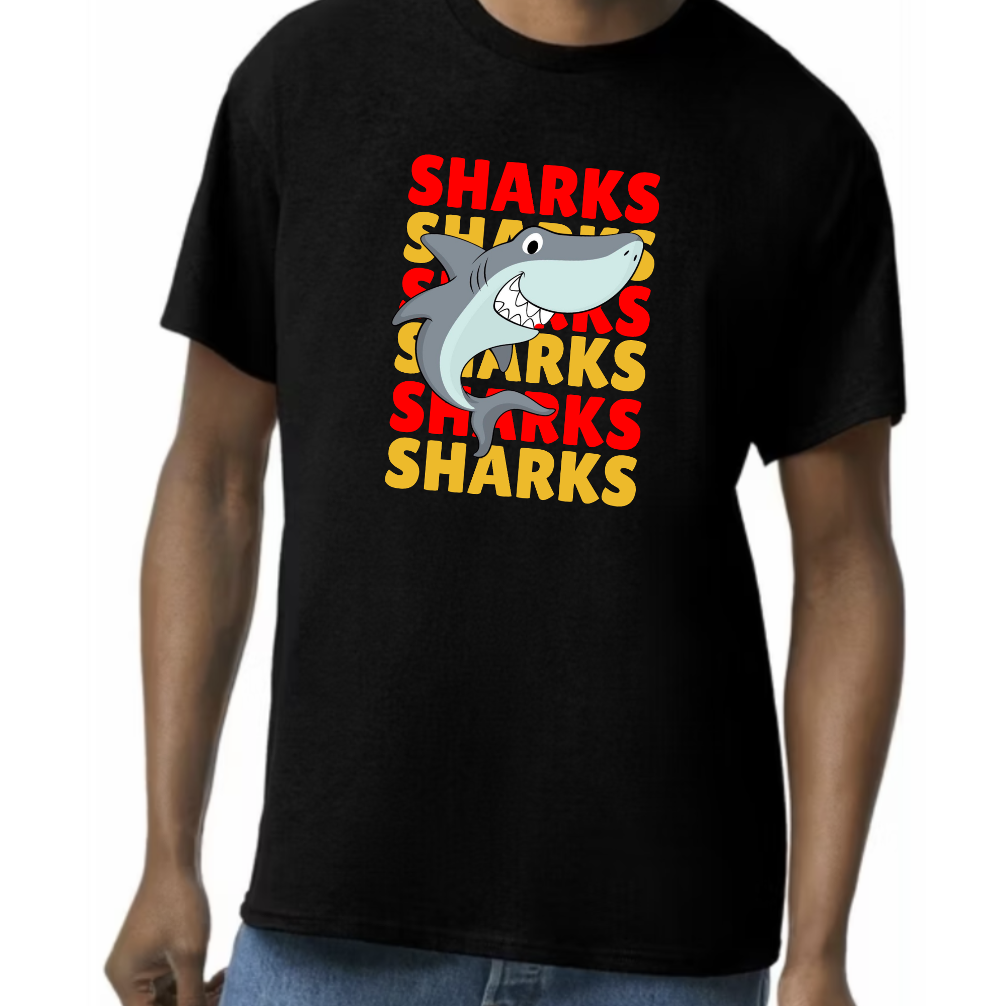 Red and Gold Sharks Tee