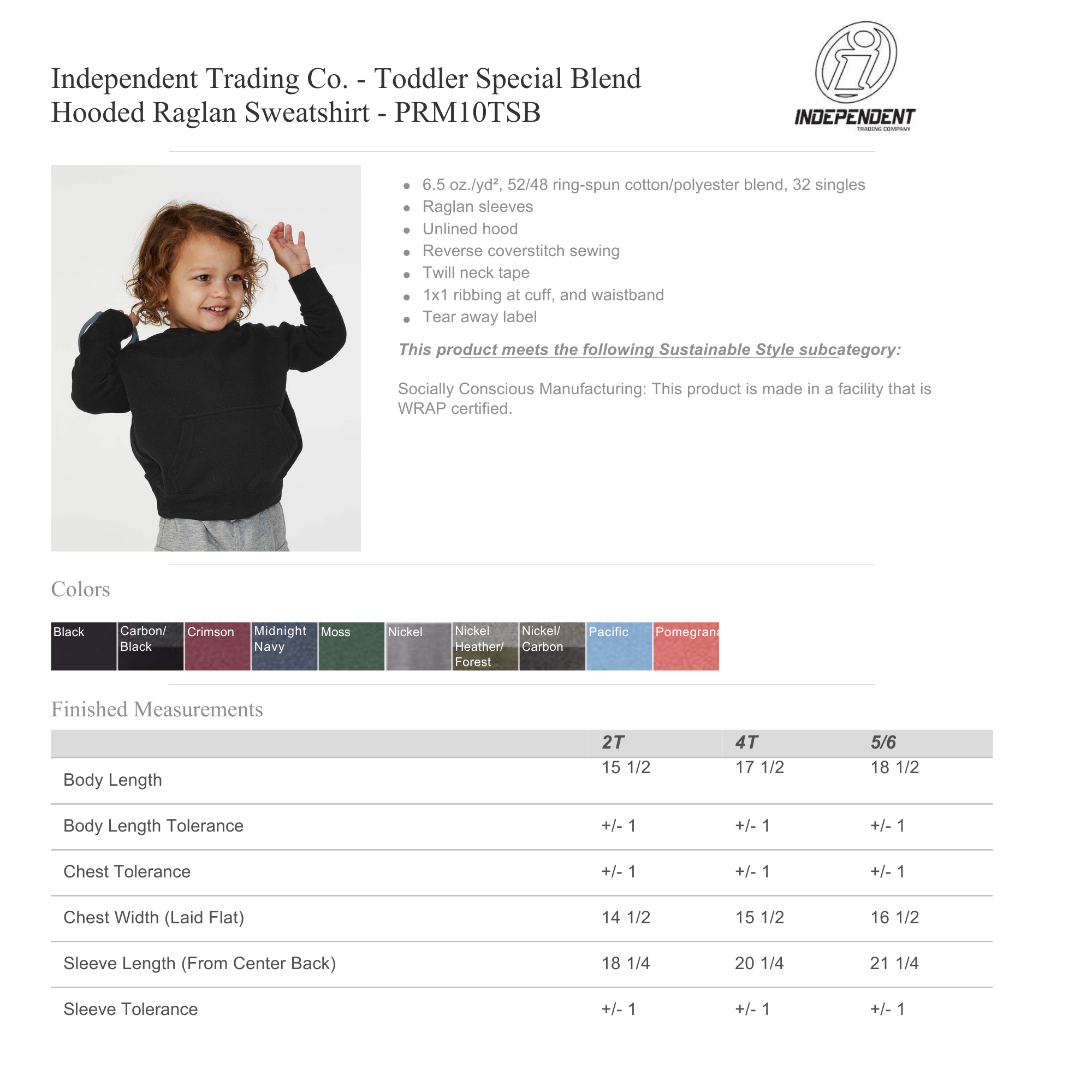 Toddler Pullover Hoodie Green or Black Please choose menu tab