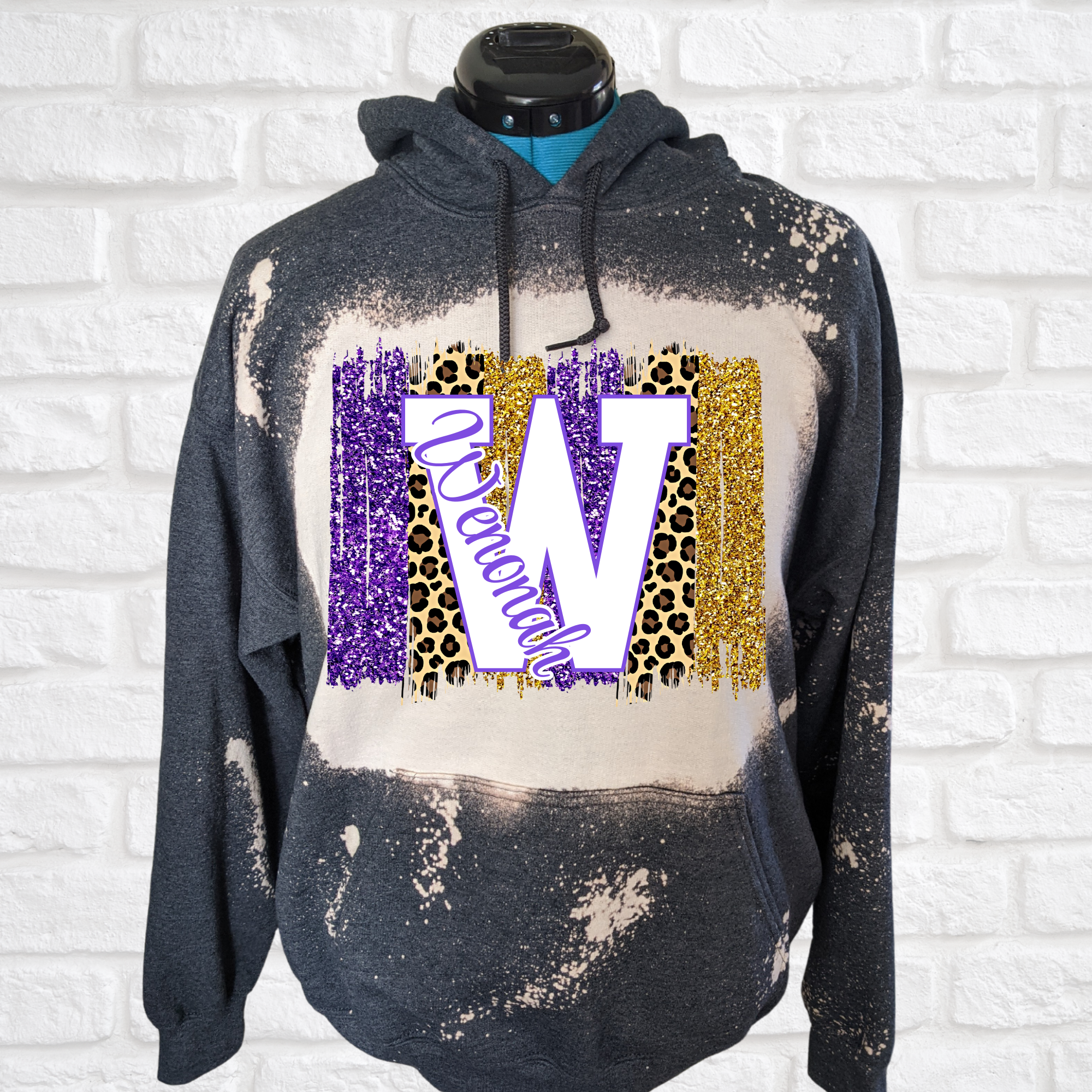 Wenonah Leopard glitter Bleached hoodie
