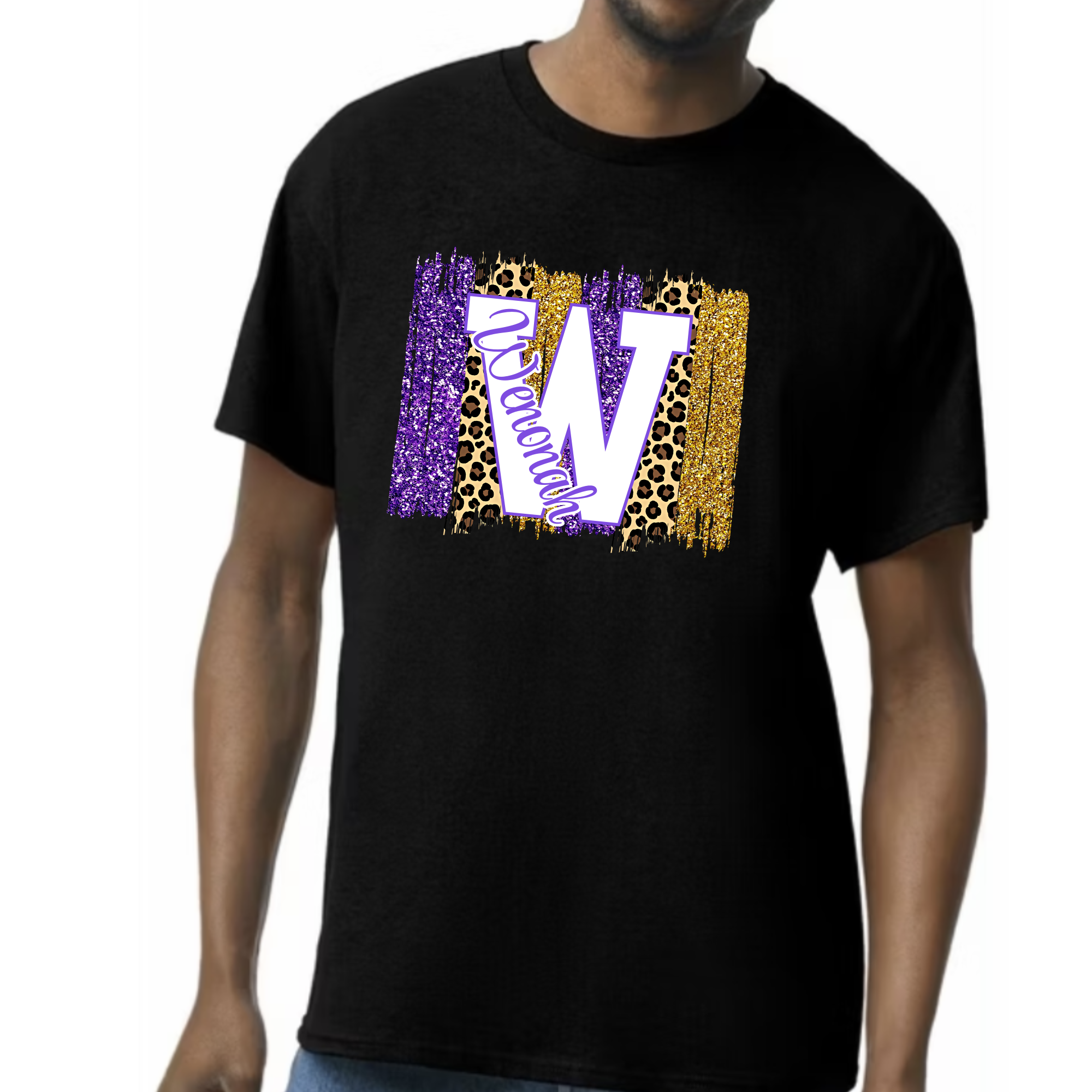 Wenonah Glitter effect leopard Black tee