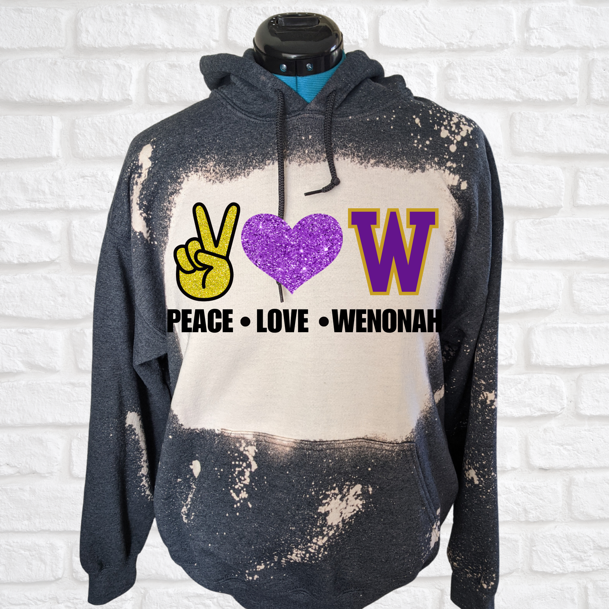 Peace love Wenonah Bleached hoodie