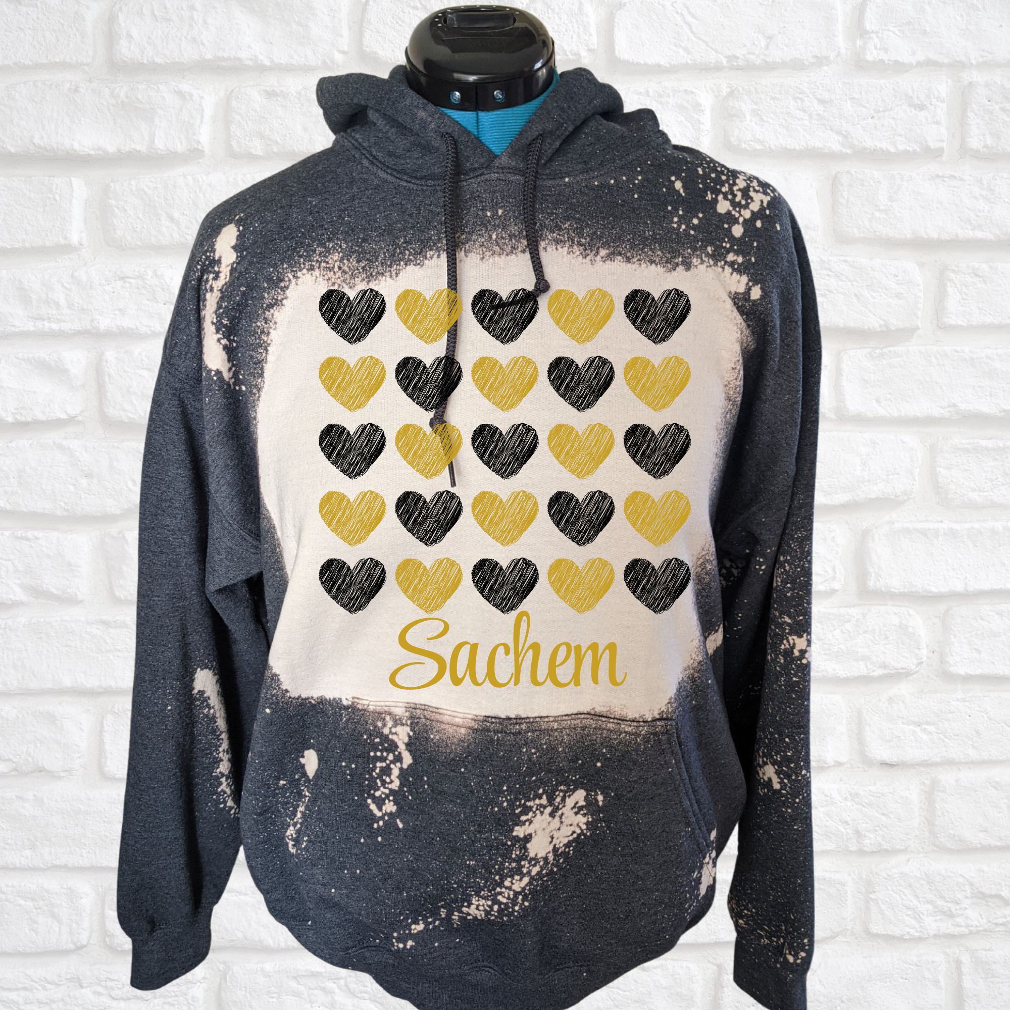 Sachem Hearts Bleached Hoodie