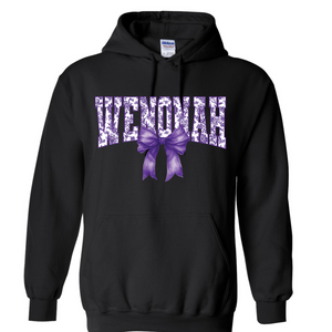 Wenonah Purple bow hoodie or Crewneck