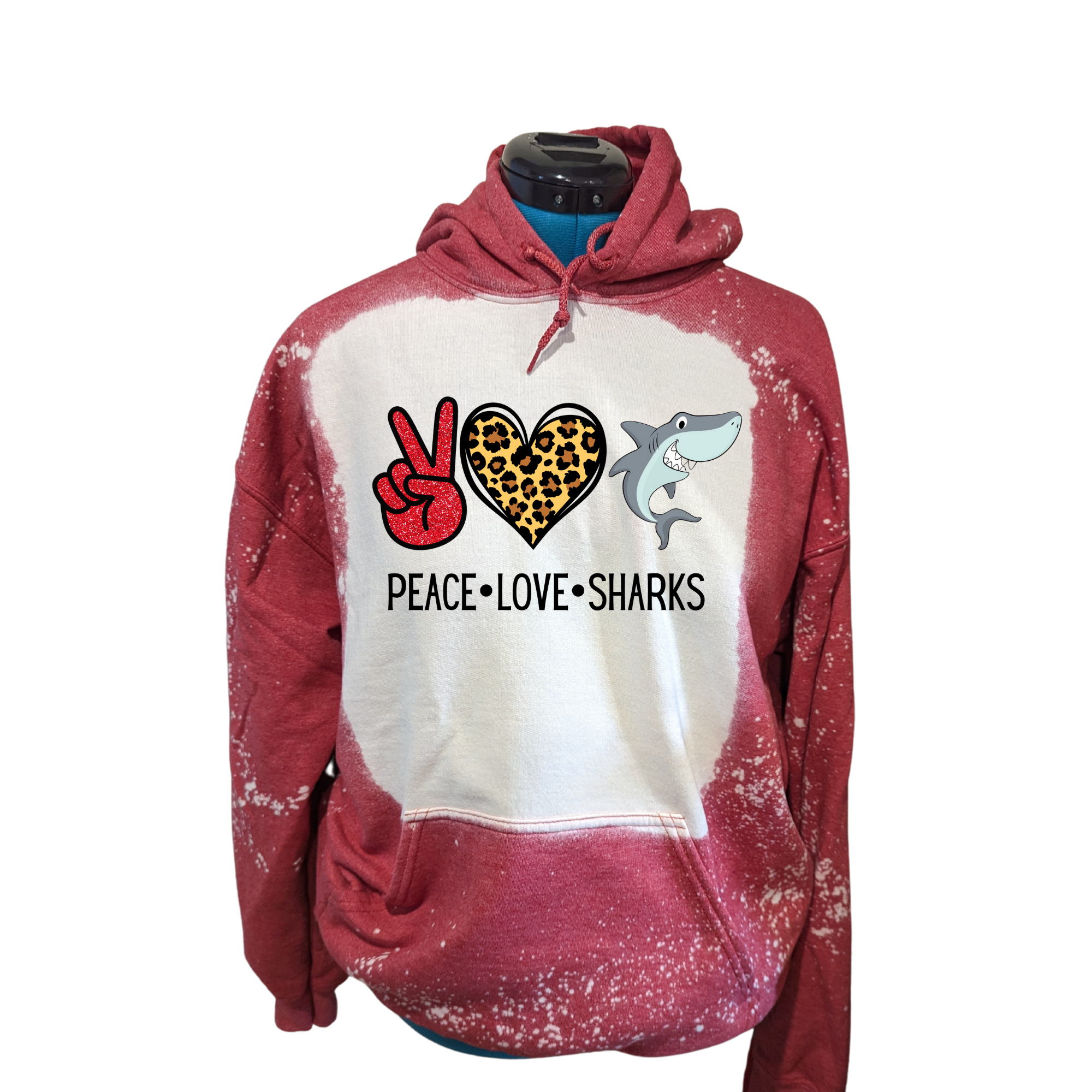 Peace Love Sharks Bleached PLEASE CHOOSE COLOR IN MENU TAB!!!