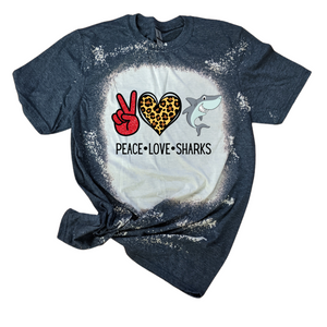 Peace Love Sharks Bleached Tee