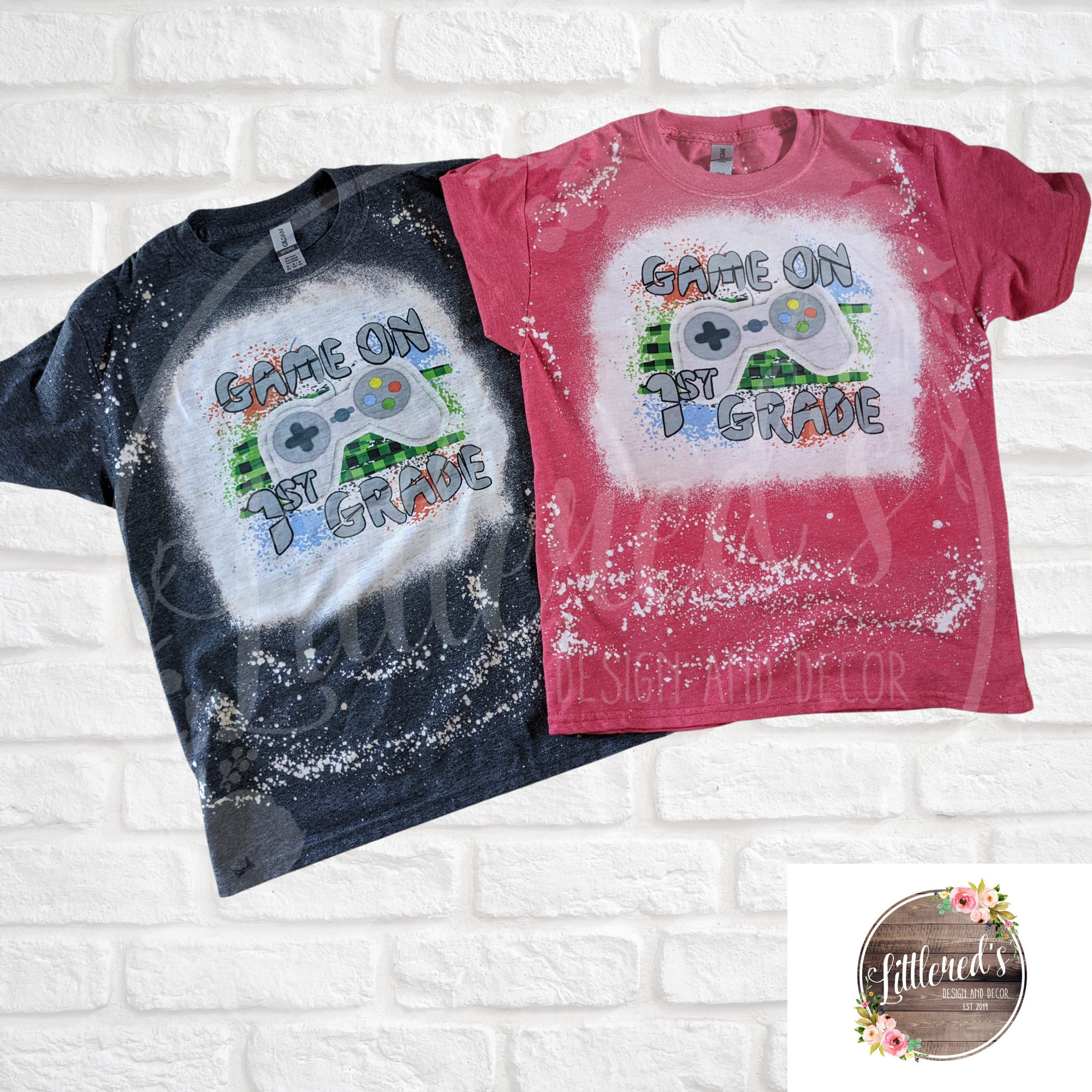Game on bleached tee