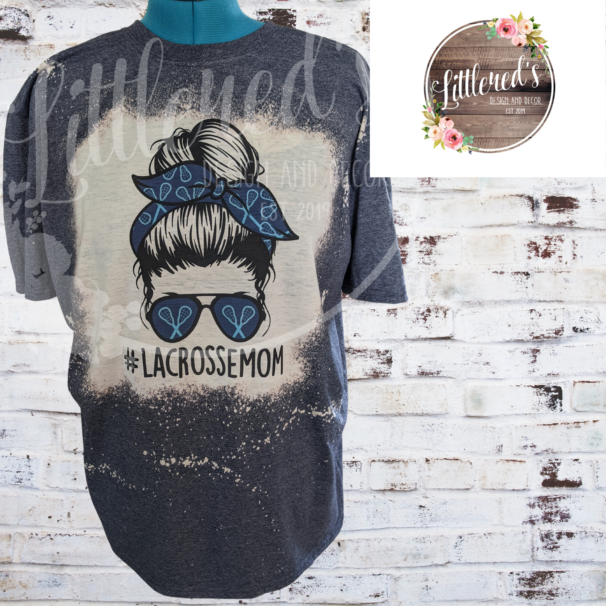 Lacrosse mom ( blue) Navy tshirt