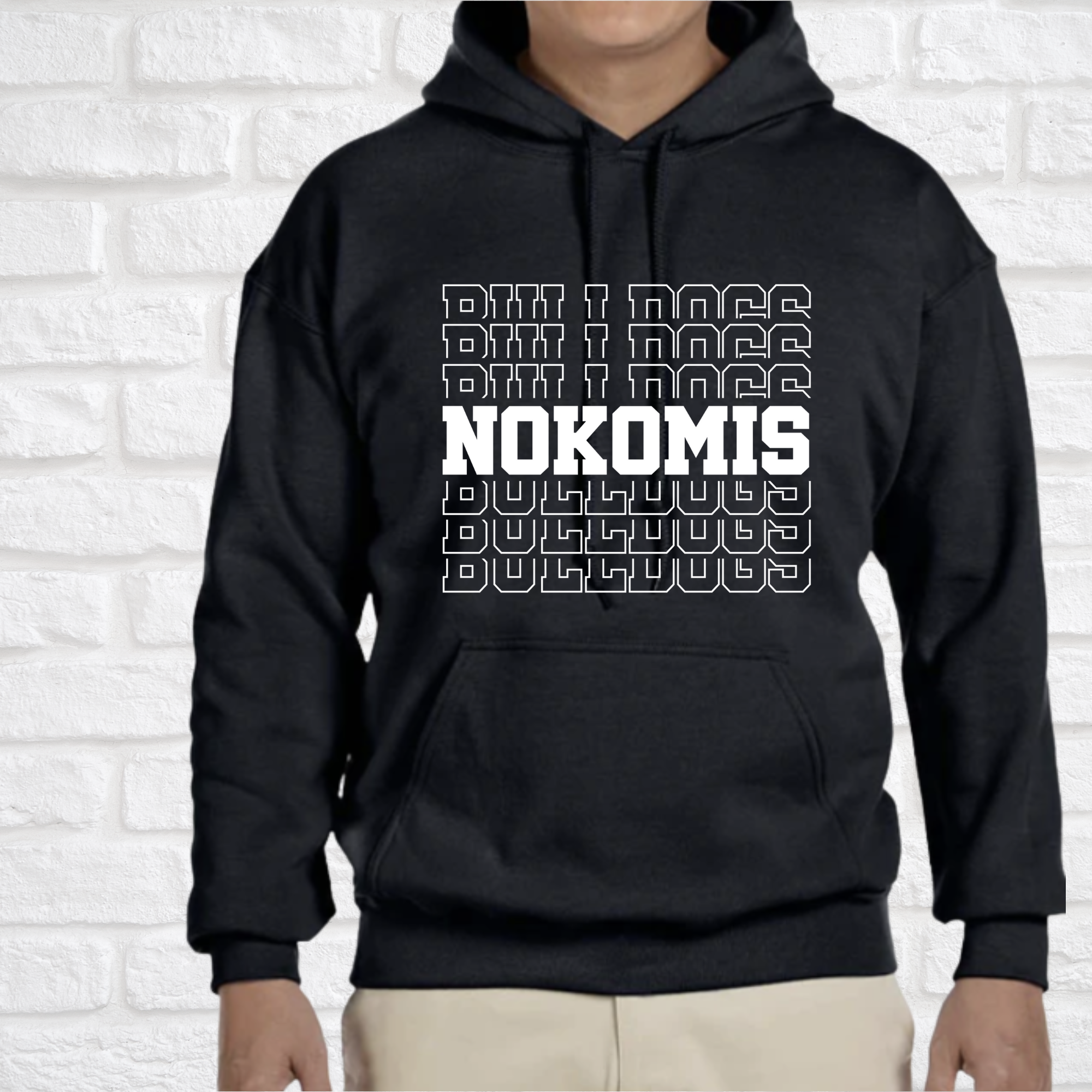 Bulldogs Nokomis 3d Lettering Hoodie or Crewneck Please choose in menu!!
