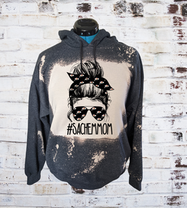 Sachem mom Black headband Bleached hoodie