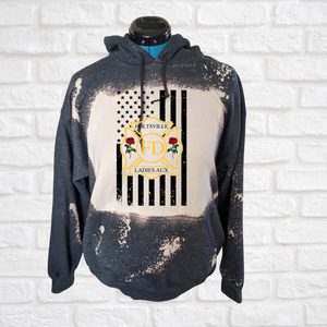 Holtsville Flag Ladies Auxiliary logo Bleached hoodie