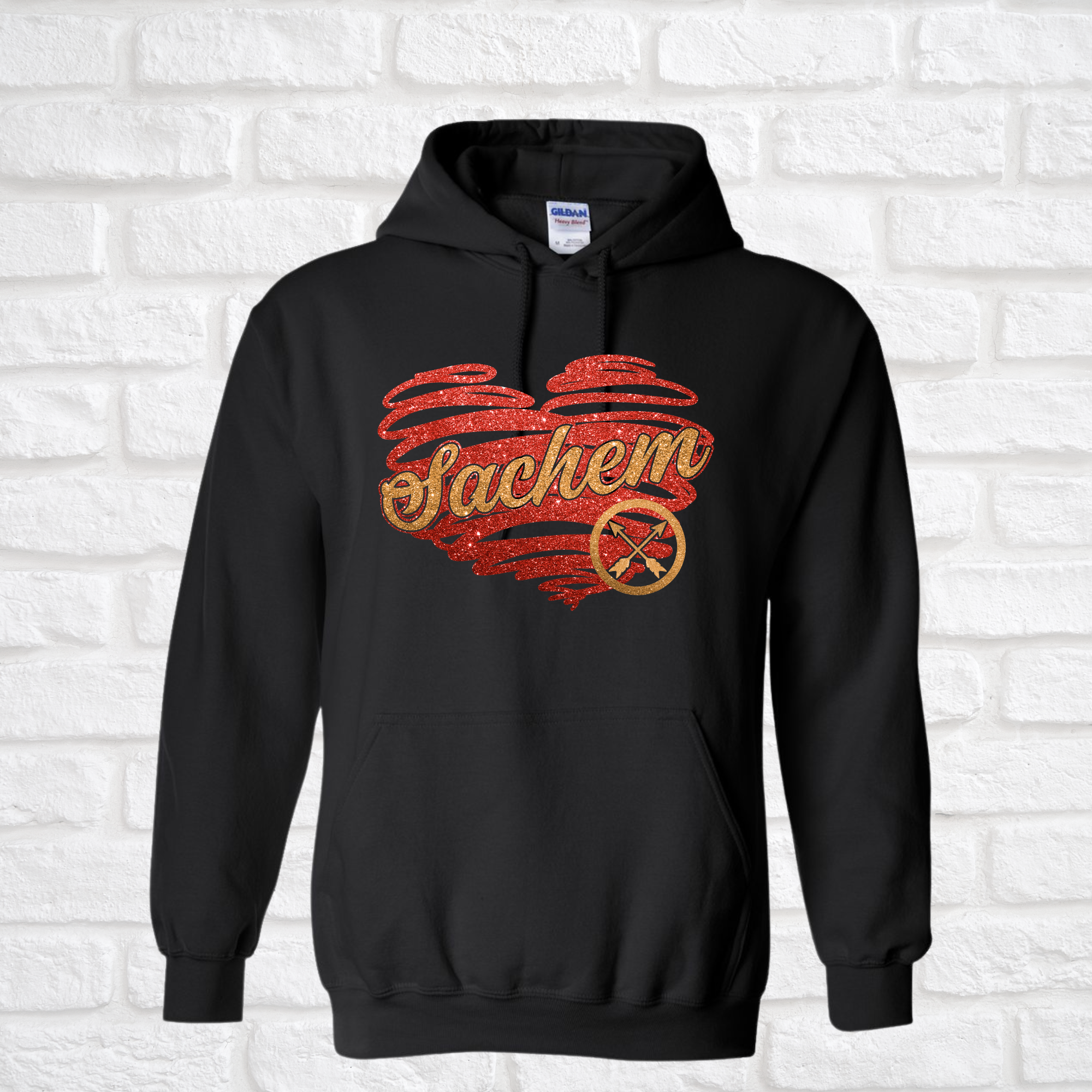 Sachem Glitter heart Black hoodie