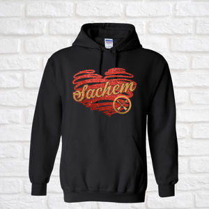 Sachem Glitter heart Black hoodie