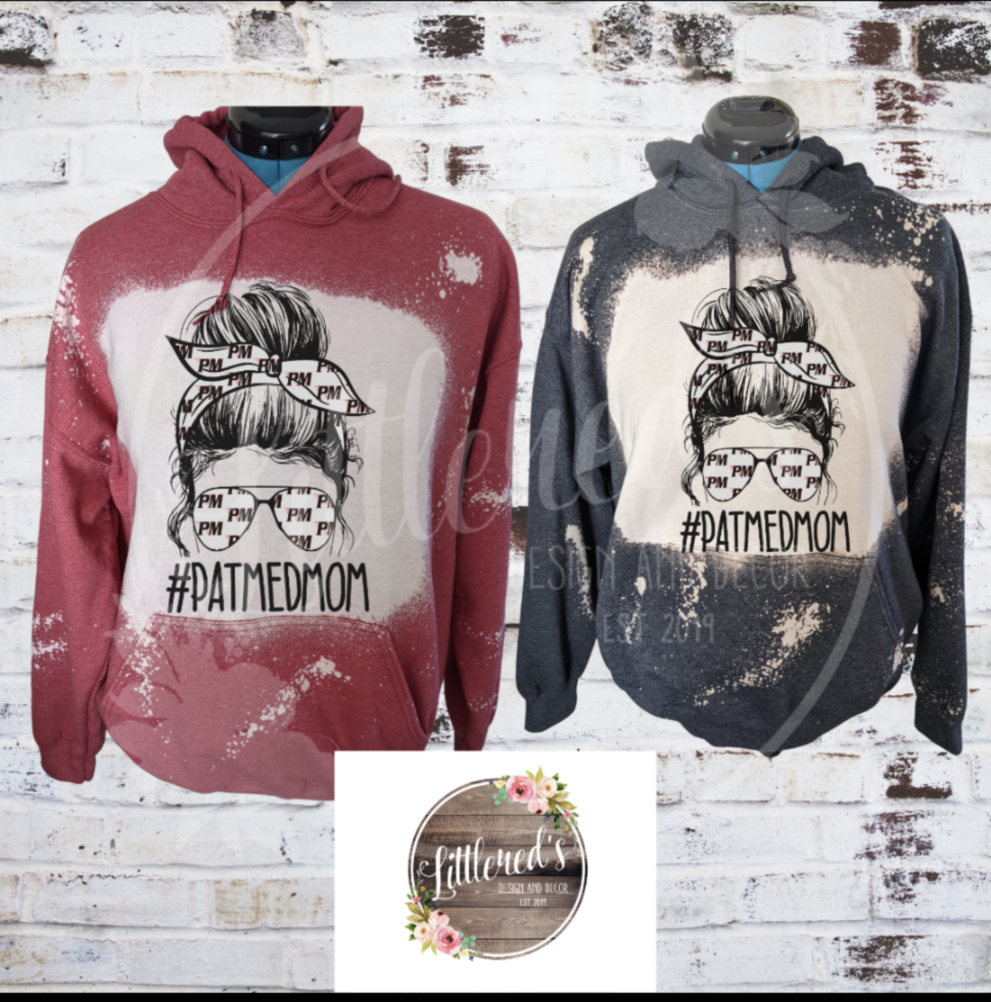 Patmedmom hoodie red or grey