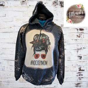 Hockey mom( red black)  dark heather grey hoodie