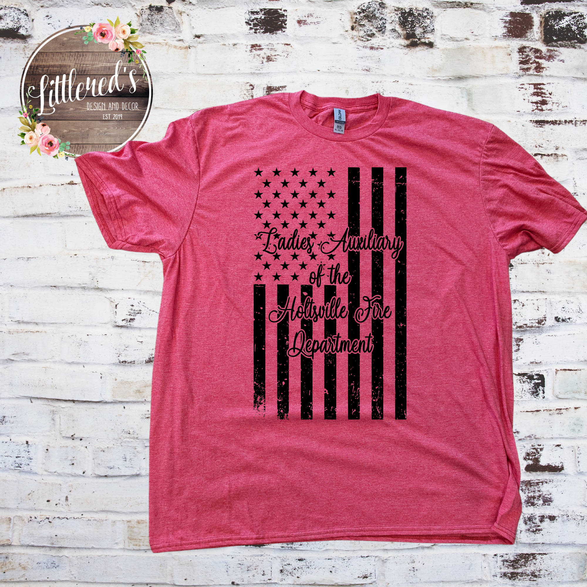 Ladies Aux Flag Heather Red tee