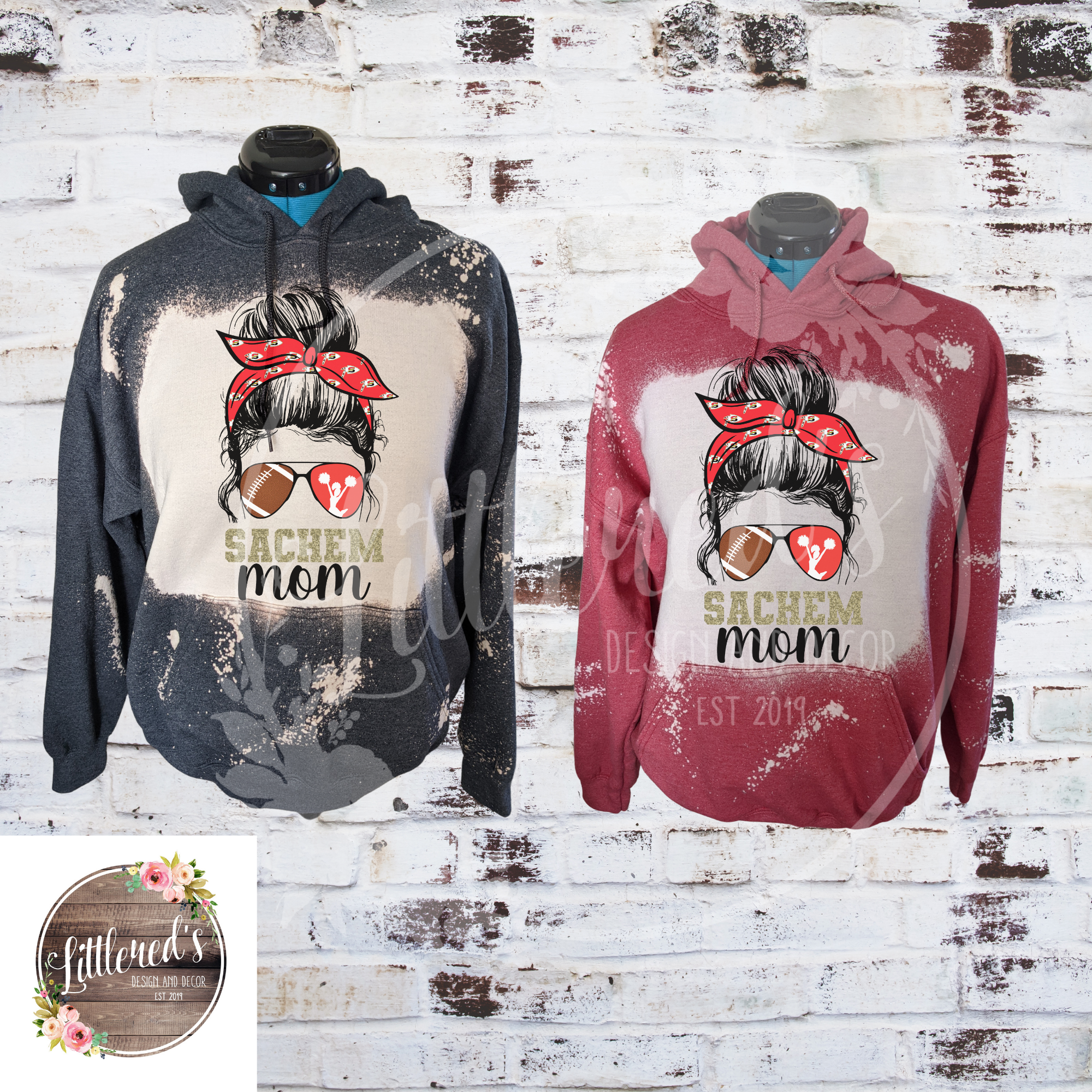 Sachem Cheer/Football hoodie Heather red OR Dark Heather Grey